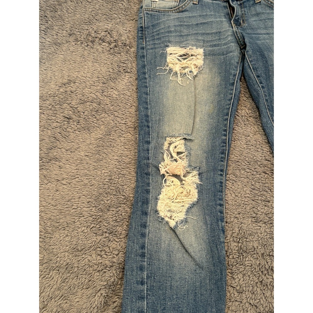 KanCan Jeans Womens 24 Skinny Mid Rise Denim Stretch Frayed Hem Light Wash - Picture 3 of 11